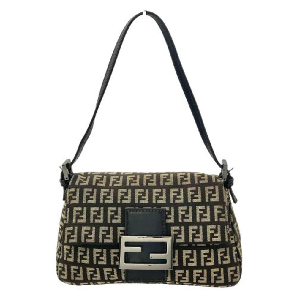 Fendi Zucchino Mamma Bucket Shoulder Bag Jacquard Leather Brown